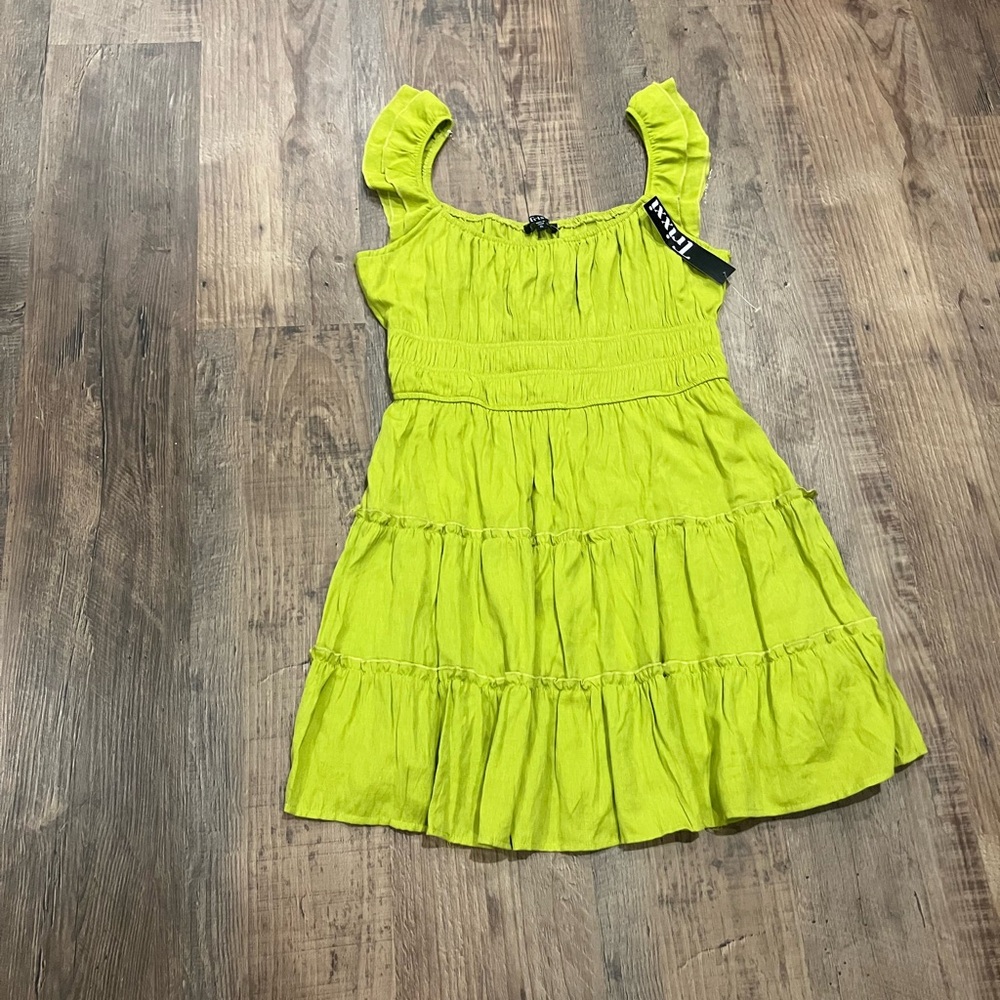 Trixxi Lime Green Tiered Ruffle Sundress
